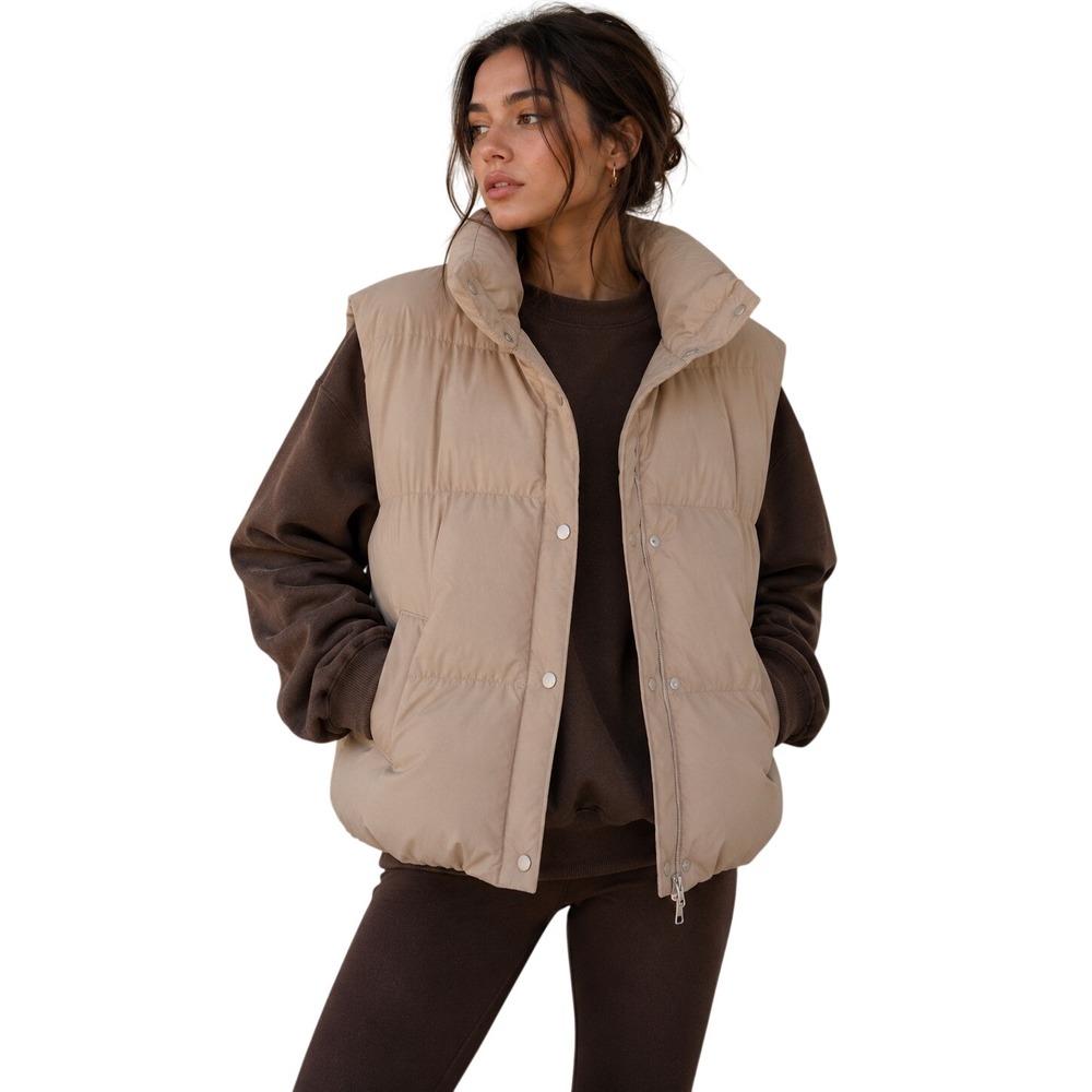 RSQ Beige Oversized Puffer Vest XXL Neutral Gorpcore Streetwear